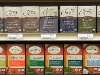 Boxes of organic tea bags