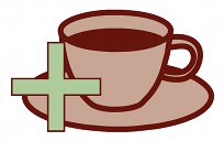 Teacup icon with a plus symbol in front of it