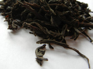 A large-leaf, dark black tea