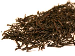 Wiry, brown tea leaves