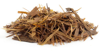 Shredded brown strips of dried inner bark