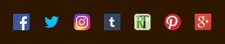 Icons showing facebook, twitter, instagram, Tumblr, RateTea, and Google Plus logos.